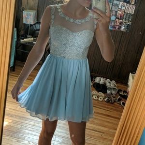Baby blue short homecoming dress